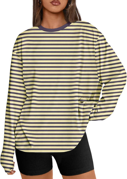 Trendy Queen Womens Oversized Long Sleeve Shirts Fall Tops 2026 Basic Tees