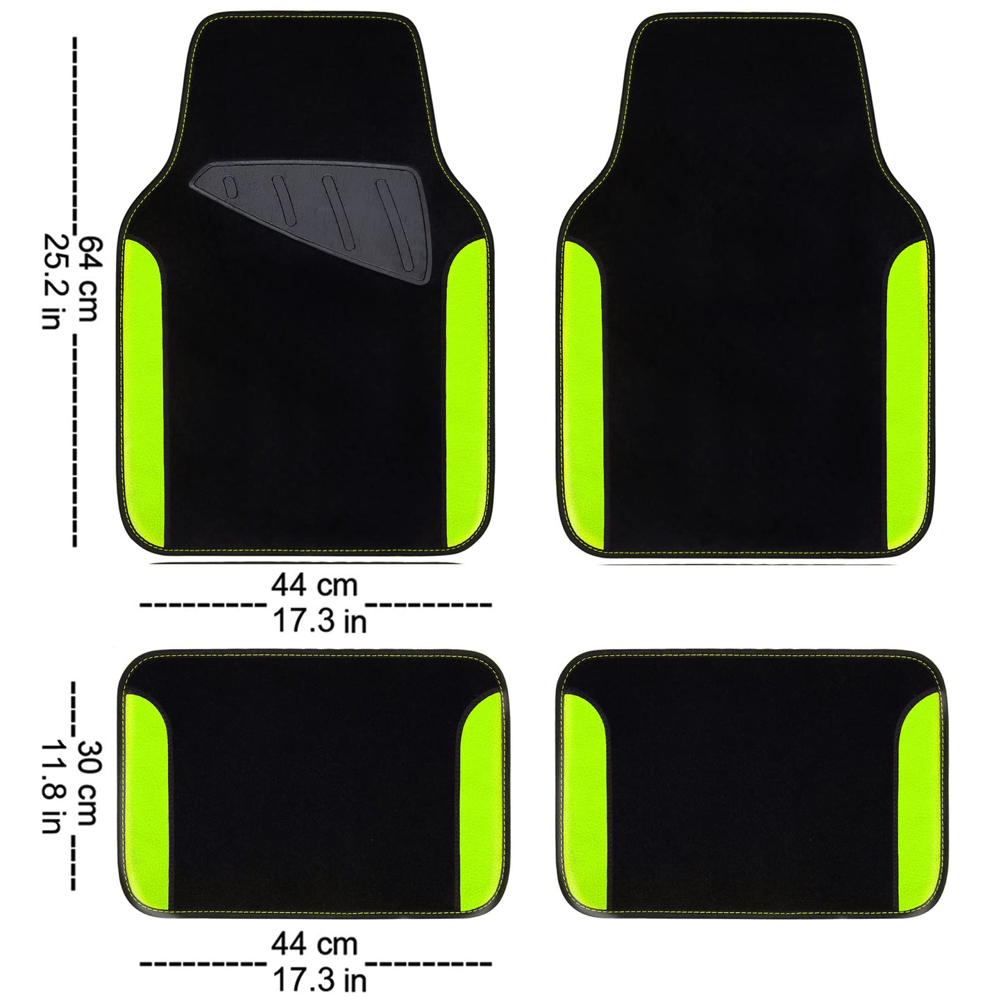 CAR PASS Waterproof Universal Fit Car Floor Mats, Faux Leather Car Carpet Mats, Black Car Mats with Anti-Slip Nibbs Backing & Driver Heel Pad Fit for SUV,Vans,sedans, Trucks,Set of 4pcs(All Black)