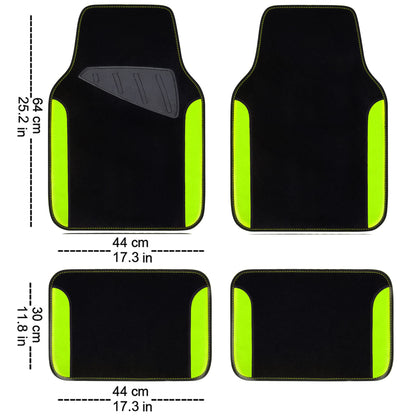 CAR PASS Waterproof Universal Fit Car Floor Mats, Faux Leather Car Carpet Mats, Black Car Mats with Anti-Slip Nibbs Backing & Driver Heel Pad Fit for SUV,Vans,sedans, Trucks,Set of 4pcs(All Black)