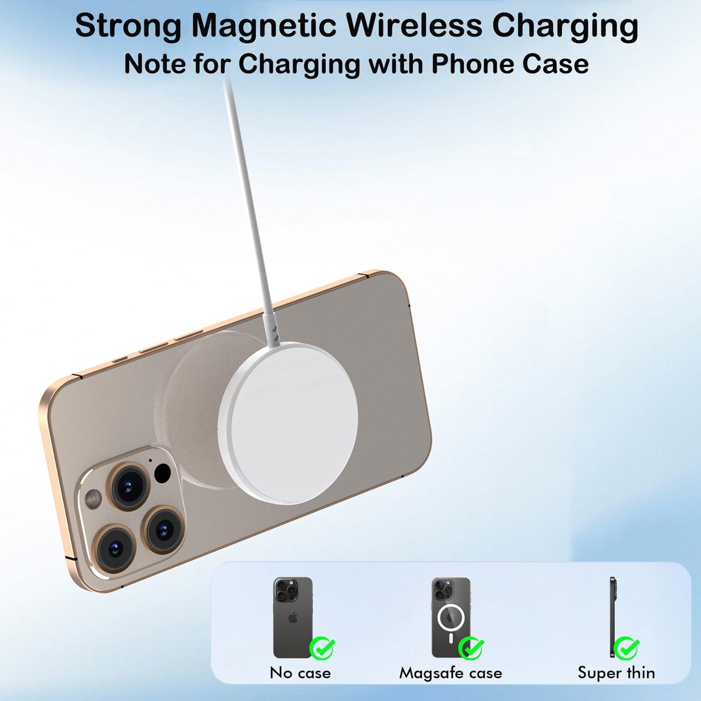 Magnetic Wireless Charger for iPhone,2 Pack Apple Magsafe Charger 10FT Long