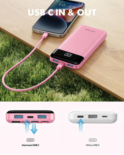 charmast Power Bank Portable Charger with Reinforced Built-in 4 Cables