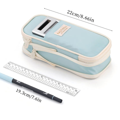 EASTHILL Big Capacity Pencil Case Large Pencil Pouch Stationery Pen Bag for Teen Girls-Green
