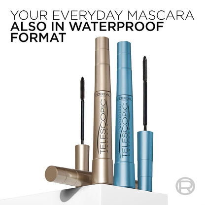 L’Oreal Paris Makeup Original Telescopic Mascara, Separating Mascara Volume and Length Formula, Washable, Blackest Black, 0.27 Fl Oz., 1 Count