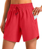 Ksmien Women's 5"/7" Athletic Running Shorts Quick Dry with Zipper Pockets