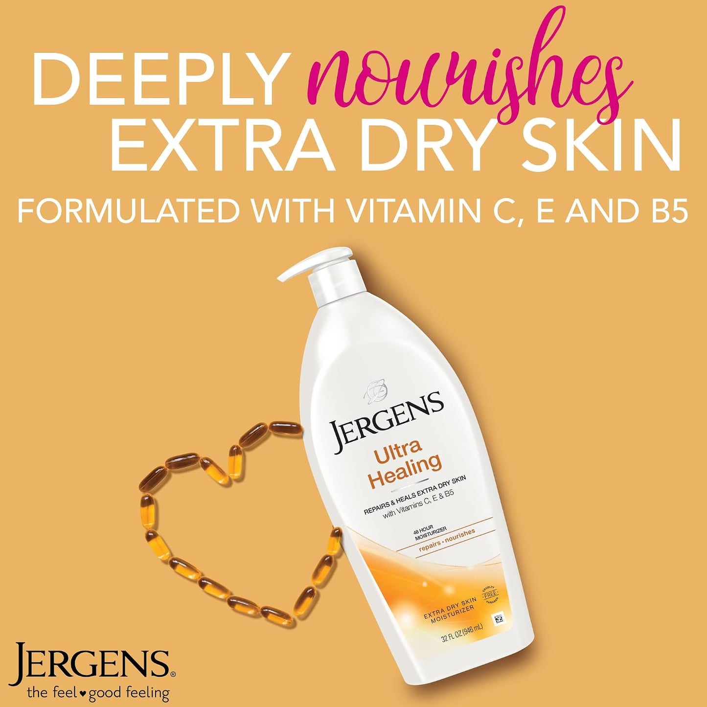 Jergens Ultra Healing Body Lotion, Moisturizer for Dry Skin, 32 fl oz