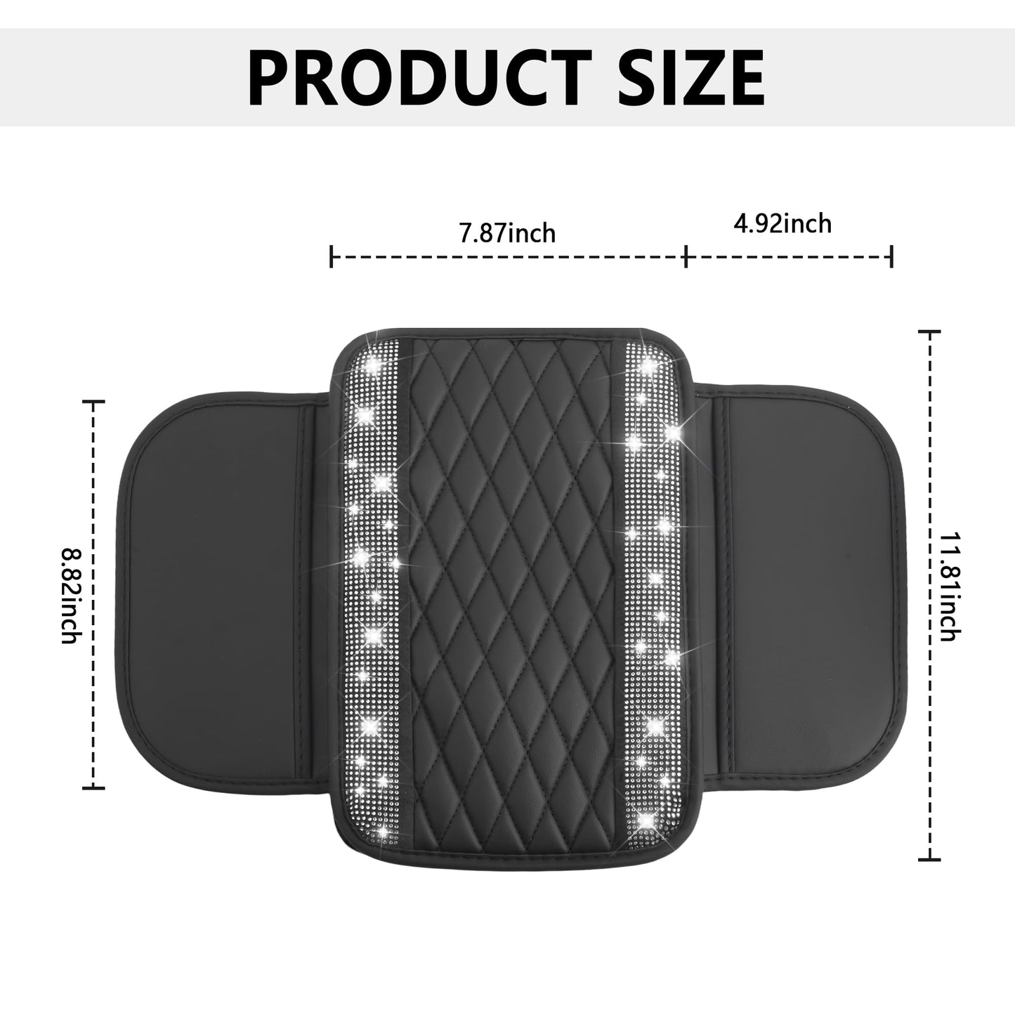 Stacool Upgraded Car Center Console Cover,Microfiber Leather Car Armrest Cover Cushion with 2 Storage Bags,Universal Car Armrest Storage Box (Black)