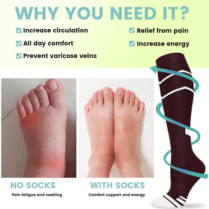Copper Compression Socks 15-20 mmHg for Men & Women 8 Pairs – Circulation Support for Nurses, Travel, Running, Hiking, Soccer