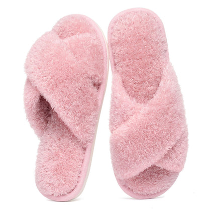Evshine Memory Foam Fuzzy House Slippers for Women