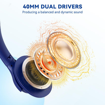 KVIDIO Bluetooth Headphones Wireless Over Ear Headsets 65H Playtime
