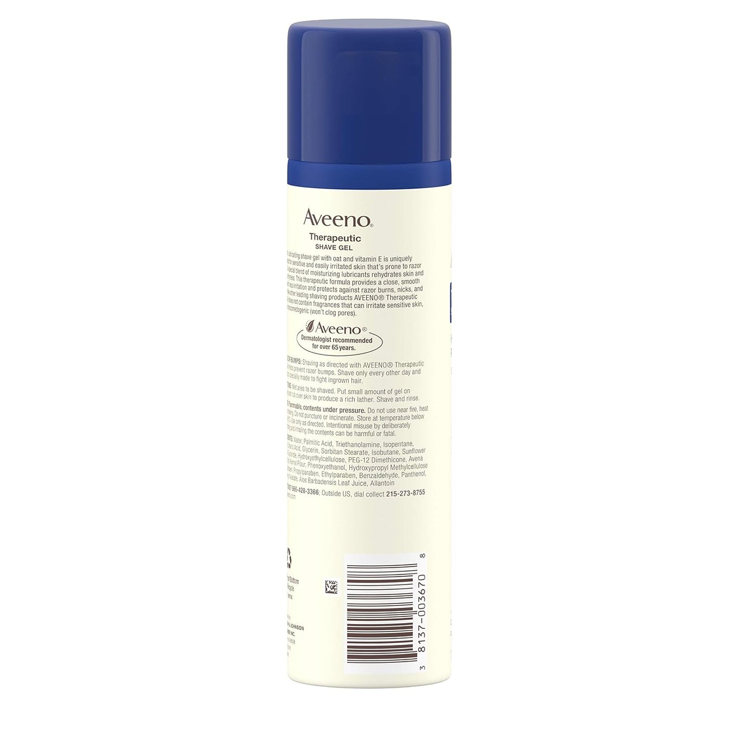 Aveeno Therapeutic Shave Gel with Oat and Vitamin E to Help Prevent Razor Bumps and Soothe Dry and Sensitive Skin, No Added Fragrances and Non-Comedogenic, 7 oz (Pack of 3)