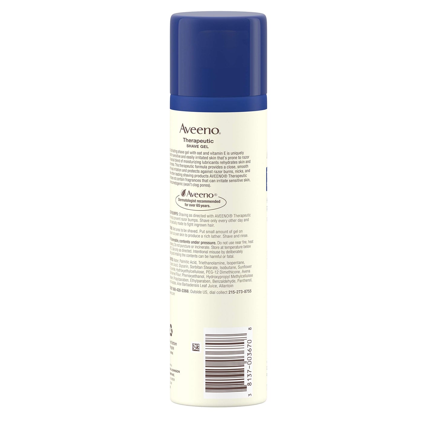 Aveeno Therapeutic Shave Gel with Oat and Vitamin E to Help Prevent Razor Bumps and Soothe Dry and Sensitive Skin, No Added Fragrances and Non-Comedogenic, 7 oz (Pack of 3)