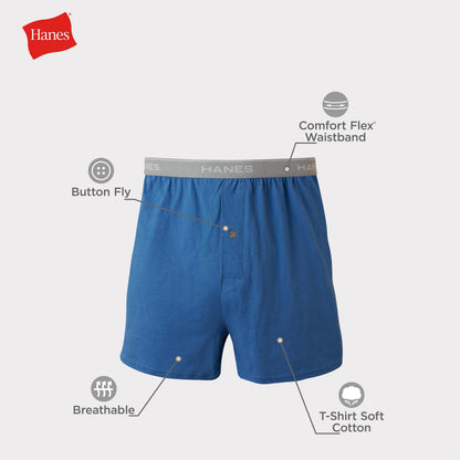 Hanes mens Underwear Boxers Pack, Cool and Breathable Cotton Underwear, Exposed and Comfortflex Waistbands, Multi-pack