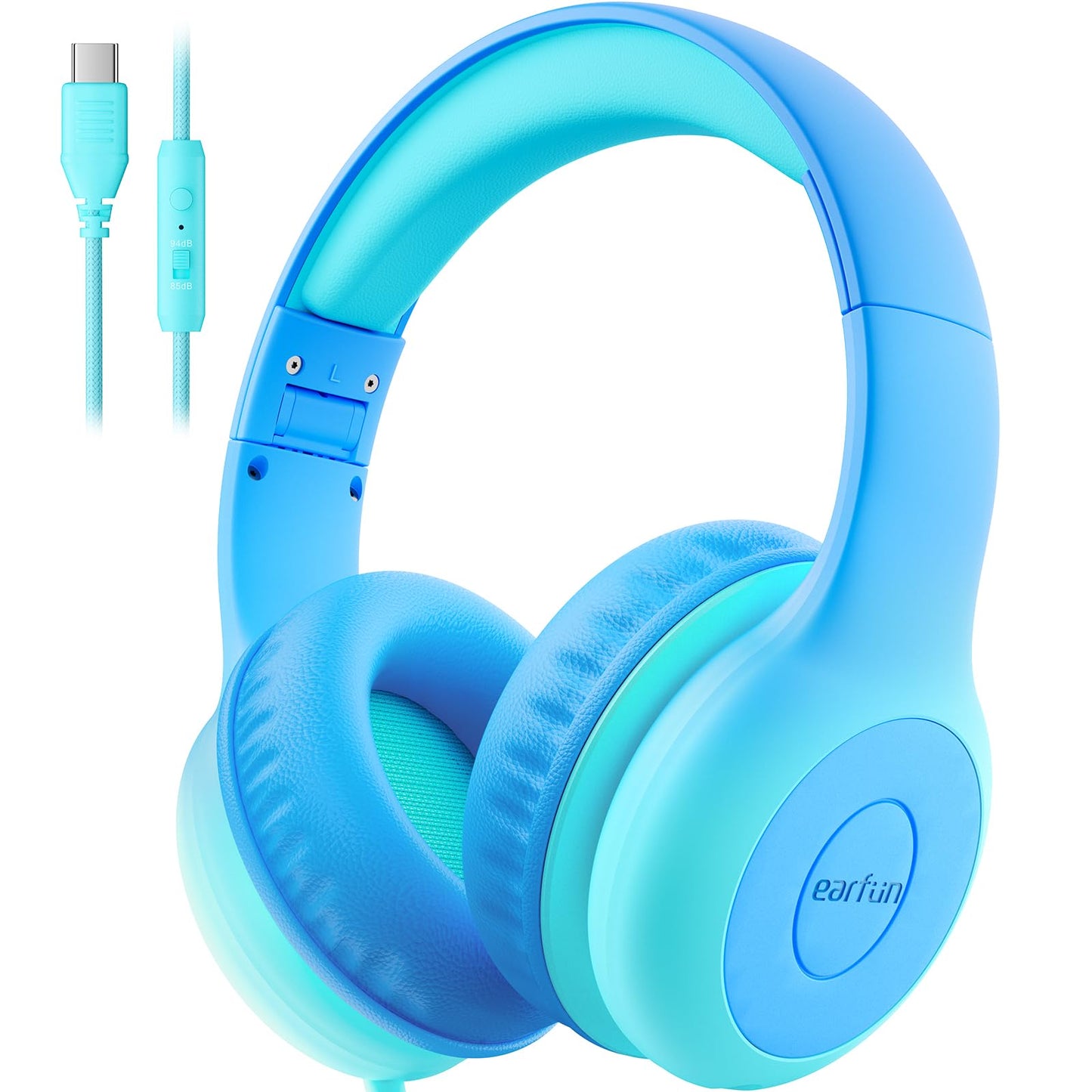 EarFun K1 Kids Headphones Wired with Mic, Volume Limit Headphones for Kids