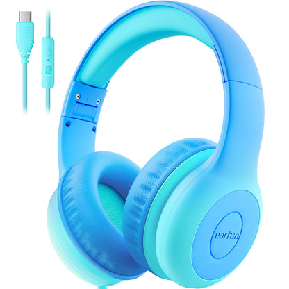 EarFun K1 Kids Headphones Wired with Mic, Volume Limit Headphones for Kids