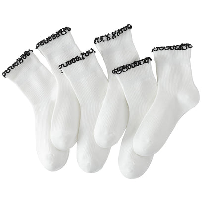 Hstyle 6 Pairs of Ruffle Socks Women, Cute Ruffle Ankle Socks