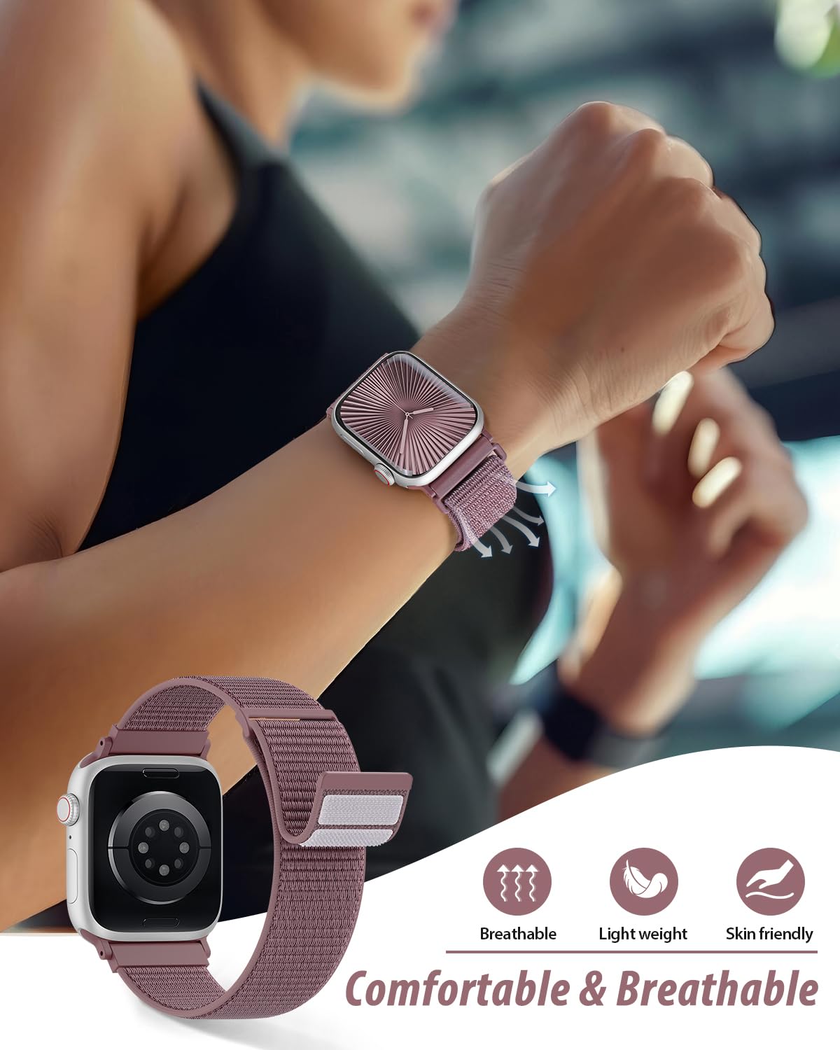 Nylon Loop Sport Band Compatible with Apple Watch Bands 38mm 40mm 41mm 42mm for Women Men, iWatch Wrist Straps for Se, Series 11 10 9 8 7, Breathable, Soft Band Ideal for Outdoor