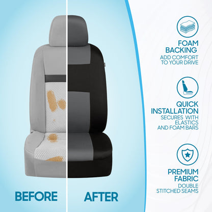 BDK PolyPro Car Seat Covers Full Set in Solid Black, Front and Rear Split Bench Seat Covers for Cars, Easy to Install Car Seats Cover Set and Accessories for Auto Trucks Van SUV - Solid Black