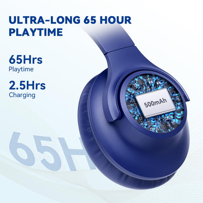 KVIDIO Bluetooth Headphones Wireless Over Ear Headsets 65H Playtime