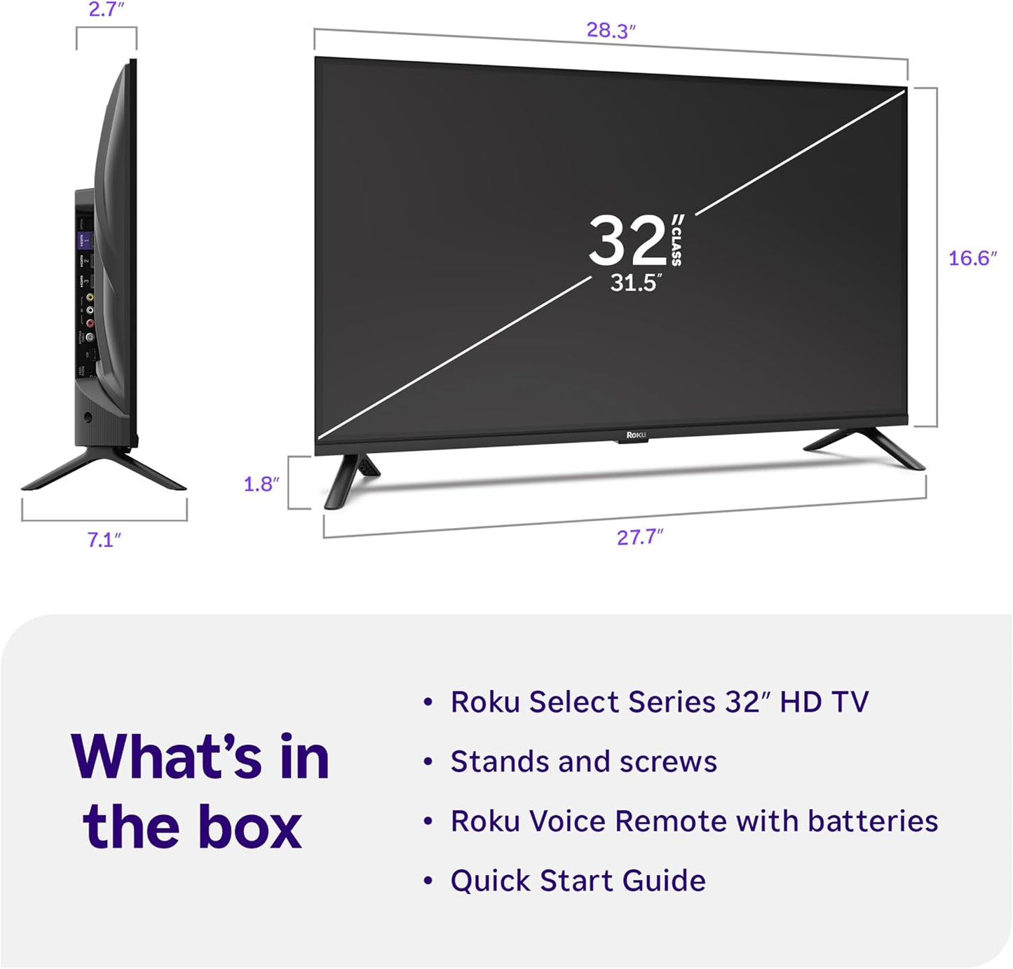 Roku 32-Inch Select Series Smart TV 2026-720p HD TV - RokuTV