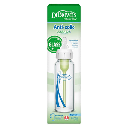 Dr. Brown's Anti-Colic Options+ Narrow Glass Baby Bottle, 8 oz, 1-Pack