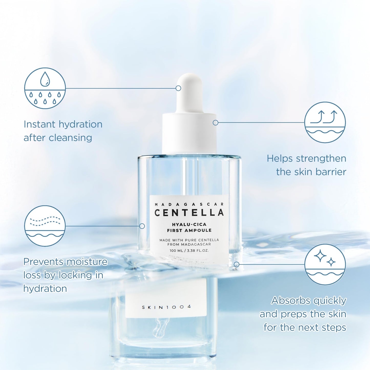 SKIN1004 [Hudson's Pick] Madagascar Centella Ampoule, Korean Face Serum with Centella Asiatica for Hydrating & Moisturizing, Soothing Facial Serum for Skin Balance, Korean Skin Care, 1.85 fl.oz, 55ml