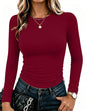 Zeagoo Women Long Sleeve Shirts Slim Fit Going Out Tops Crewneck Basic Tee