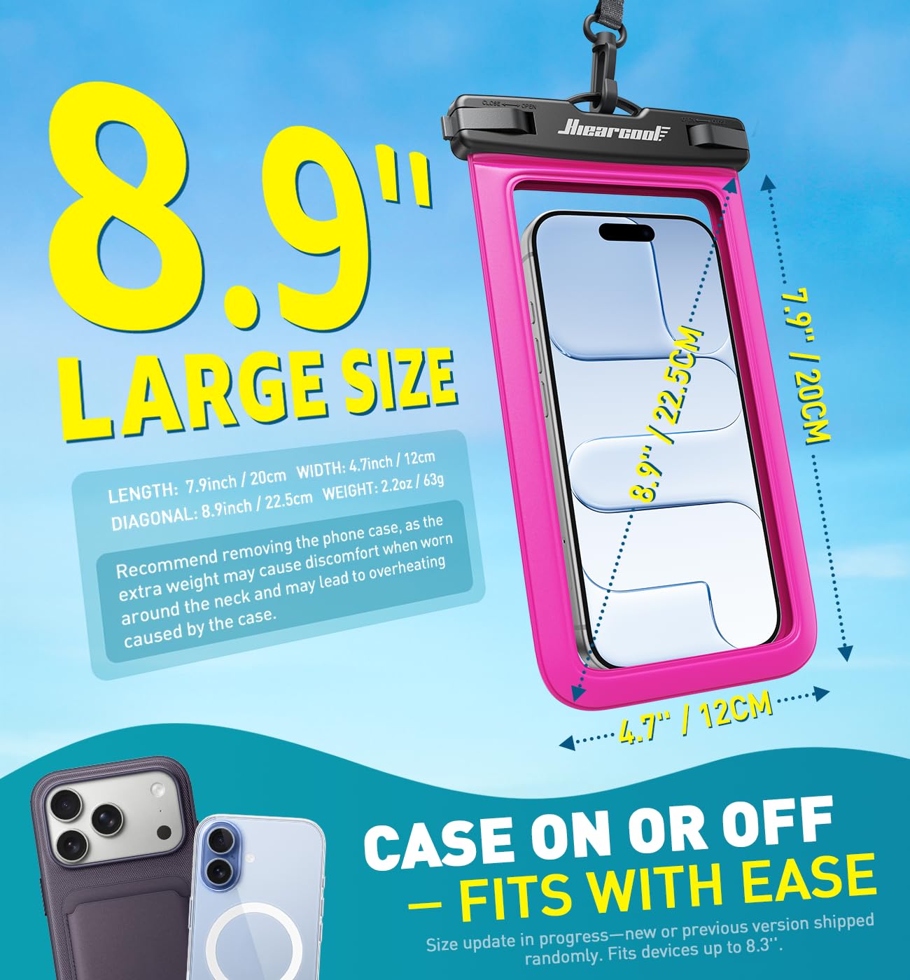 Hiearcool Waterproof Phone Pouch, Waterproof Phone Case, Black&Green 2-Pack