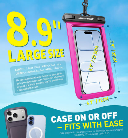 Hiearcool Waterproof Phone Pouch, Waterproof Phone Case, Black&Green 2-Pack
