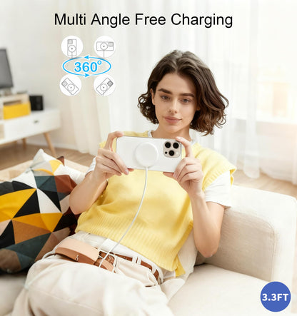 Magnetic Wireless Charger for iPhone,2 Pack Apple Magsafe Charger 10FT Long
