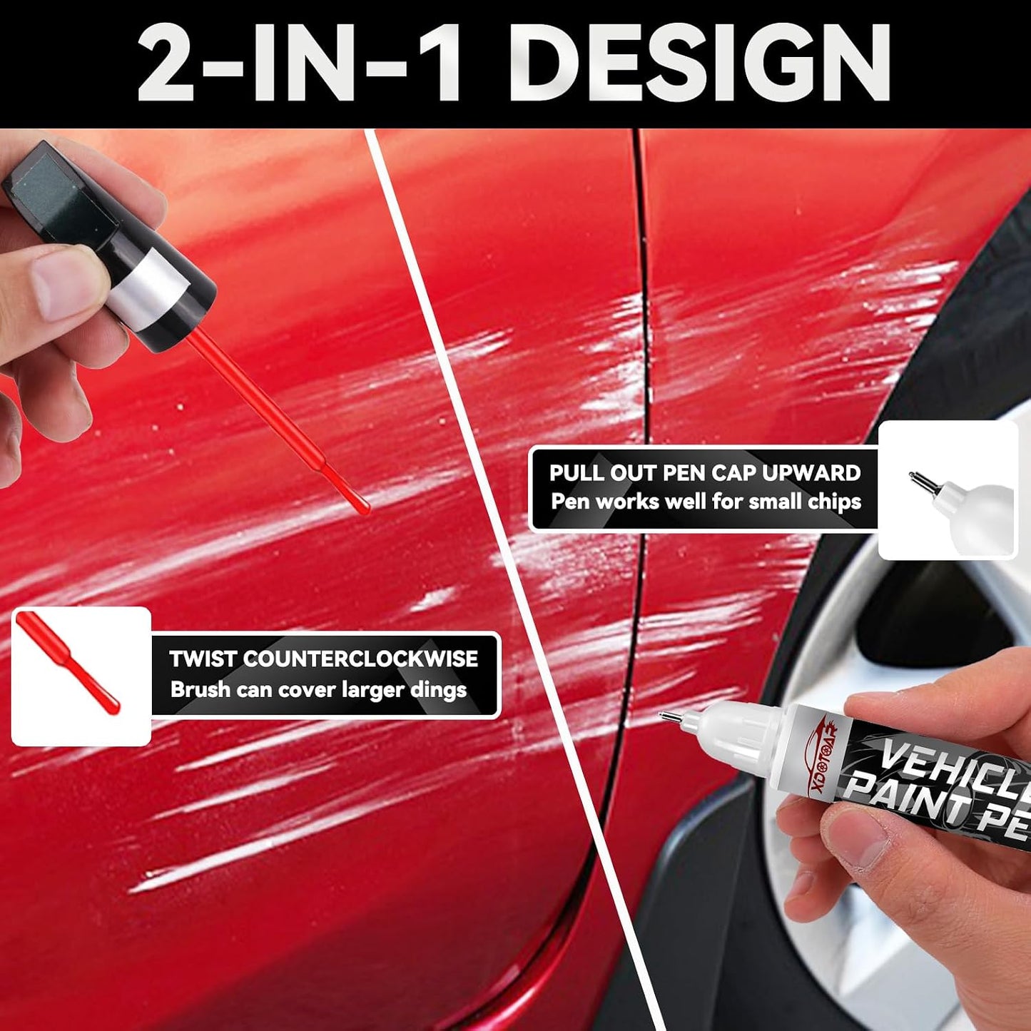 Matte Black Touch Up Paint for Cars, Universal and Color Accurate Automotive Scratch Repair Pen, Lasting Auto Scratch Remover, Quick Drying, Weather Resistant, Easy to Use, Versatile Use