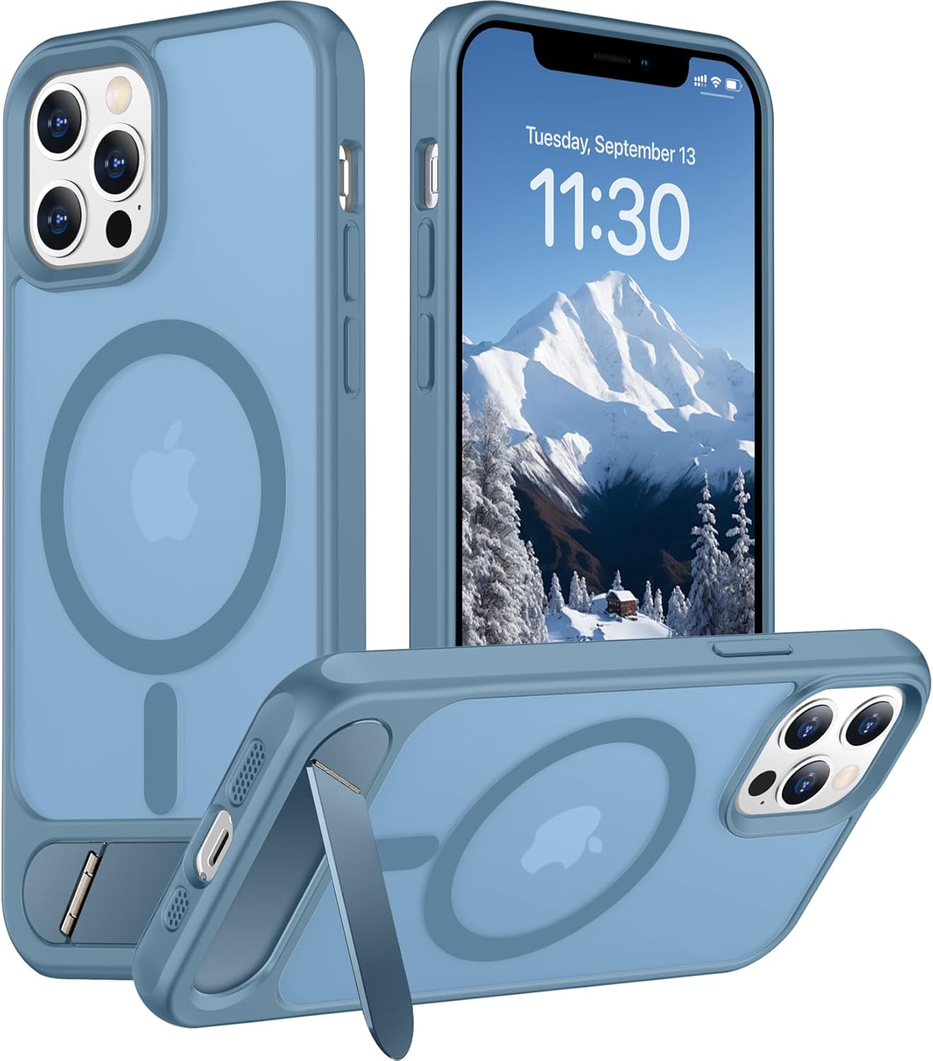 Magnetic Compatible with iPhone 14 Pro Max Case, [Built-in Invisible Kickstand][Compatible with MagSafe] [Military Grade Shockproof] Slim Translucent Matte Phone Case for iPhone 14 Pro Max 6.7"
