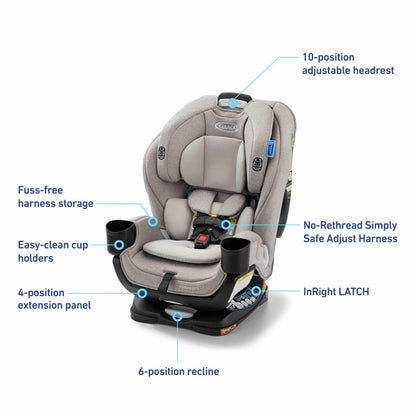 Graco Extend2Fit Convertible Car Seat, Rear and Forward Facing Car Seat with Adjustable Extension Panel for Extra Legroom, Great Gift for Baby Shower or Baby Registry, Redmond