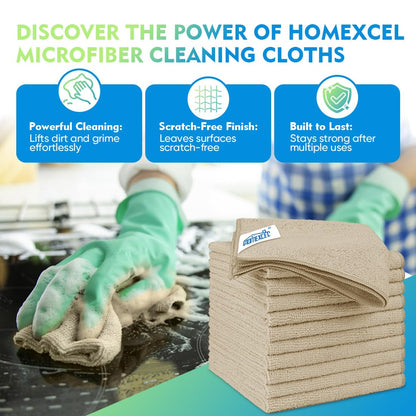 HOMEXCEL Microfiber Cleaning Cloth 12 Pack, 12.5 x 12.5 inch Microfiber Towels for Cars, Ultra Absorbent Washing Cloth, Lint Free Streak Free Cleaning Rags for Car, Kitchen, and Window (Grey)