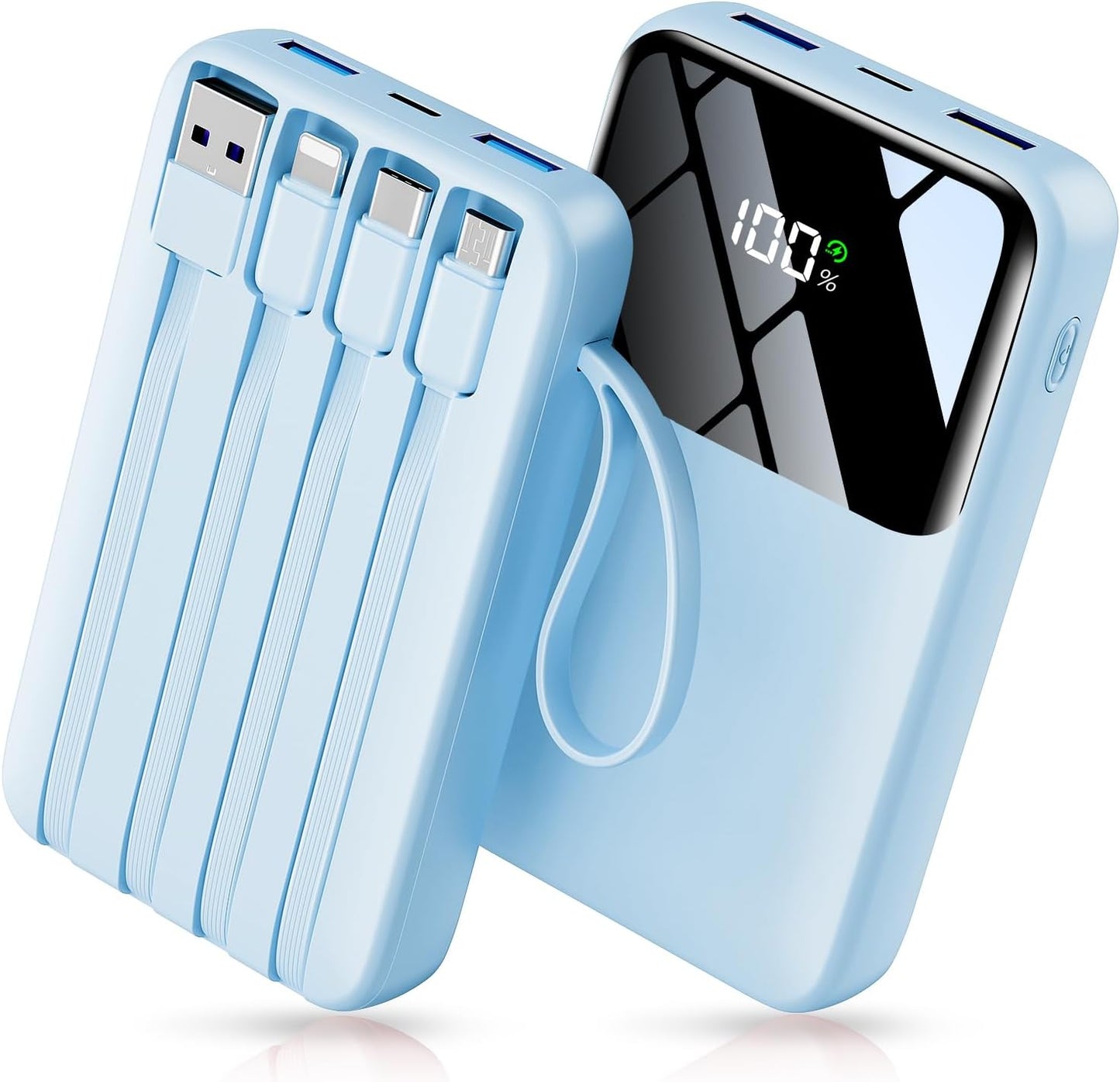 HELLEE 15000mAh Portable Charger Power Bank, 45% Smaller Built-in 4 Cables