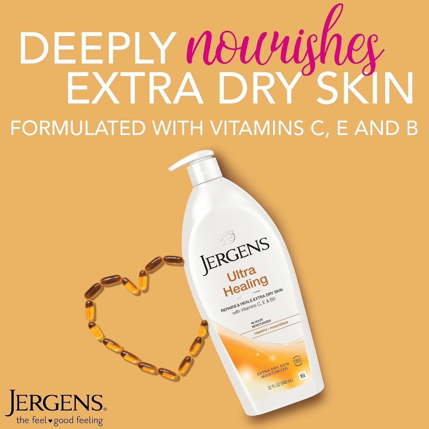 Jergens Ultra Healing Body Lotion, Moisturizer for Dry Skin, 32 fl oz
