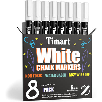 Timart Fine Tip Chalk Markers, Liquid Chalk Pens-8 Pack, 1mm Point