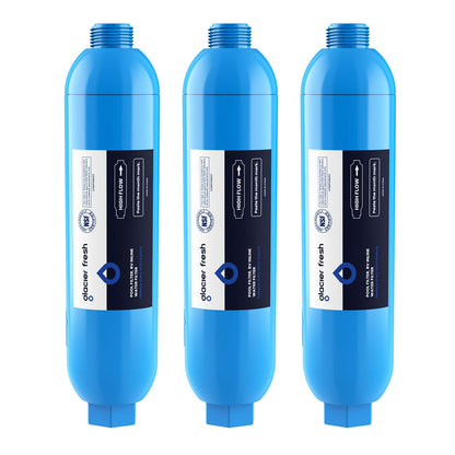 GLACIER FRESH RV/Marine Water Filter with 2 Flexible Hose Protectors 4 Pack