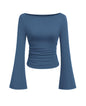 PRETTYGARDEN Womens Bell Long Sleeve Ribbed Knit Tops