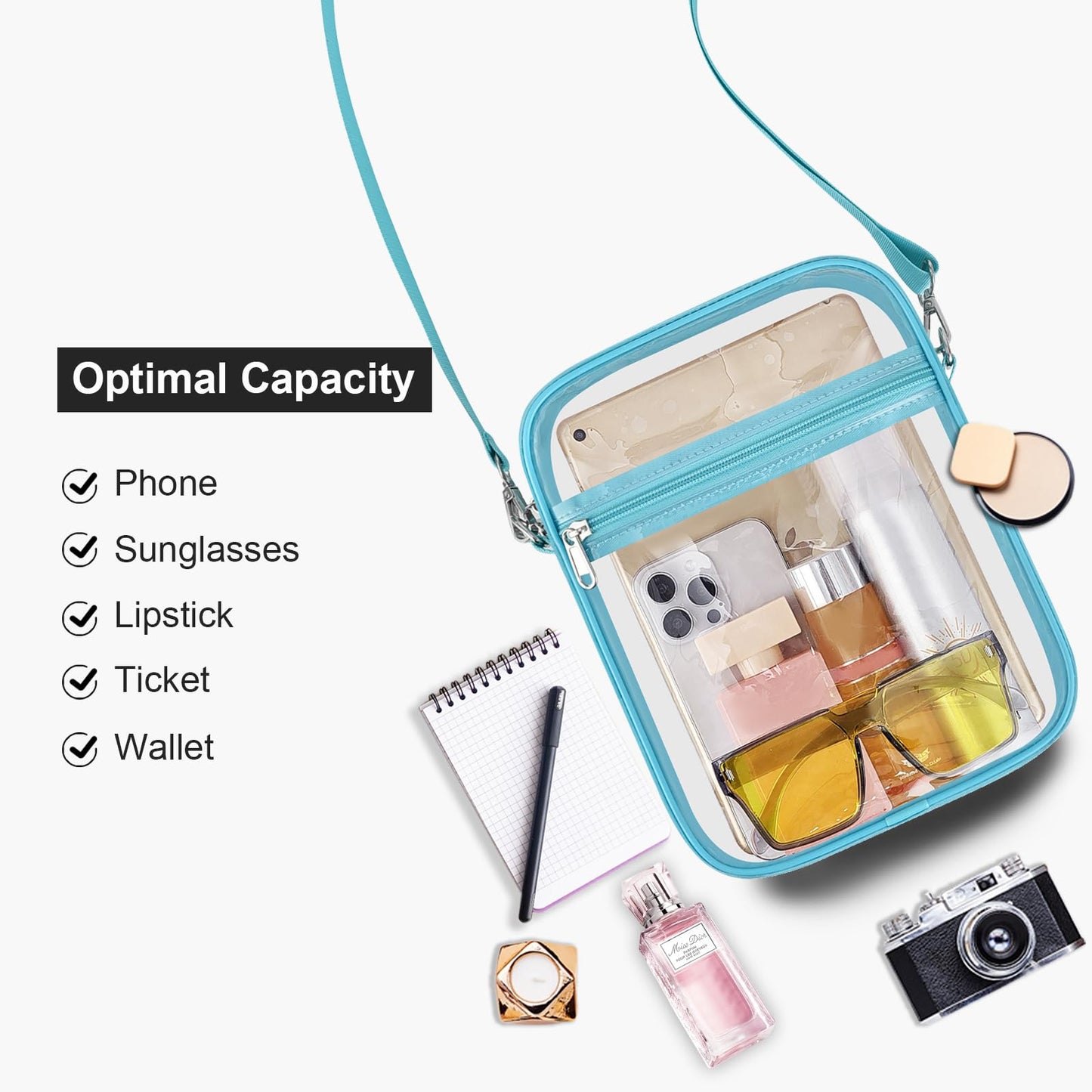 USPECLARE Clear Purse for Stadium Events Transparent Messenger Bag
