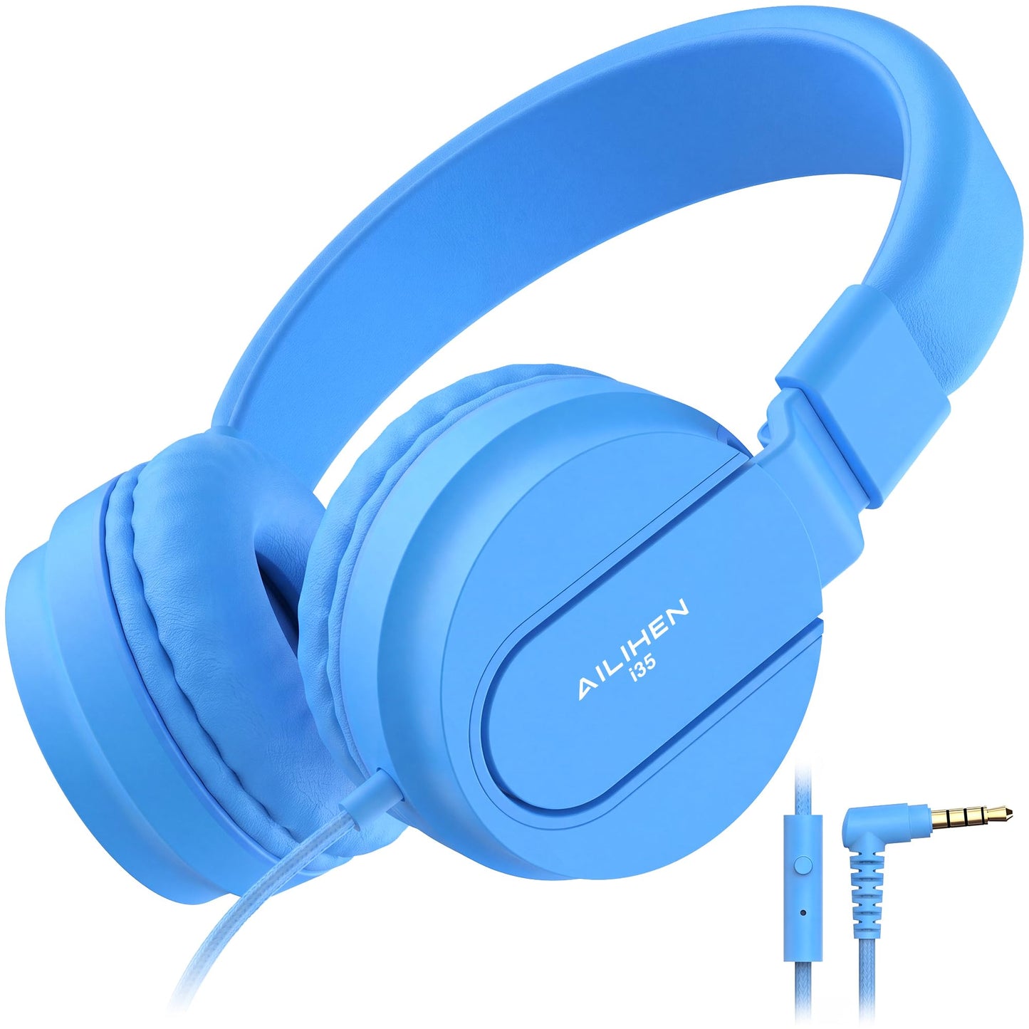 AILIHEN I35 Kids Headphones for School with Mic, 93dB Safe Volume, Orange