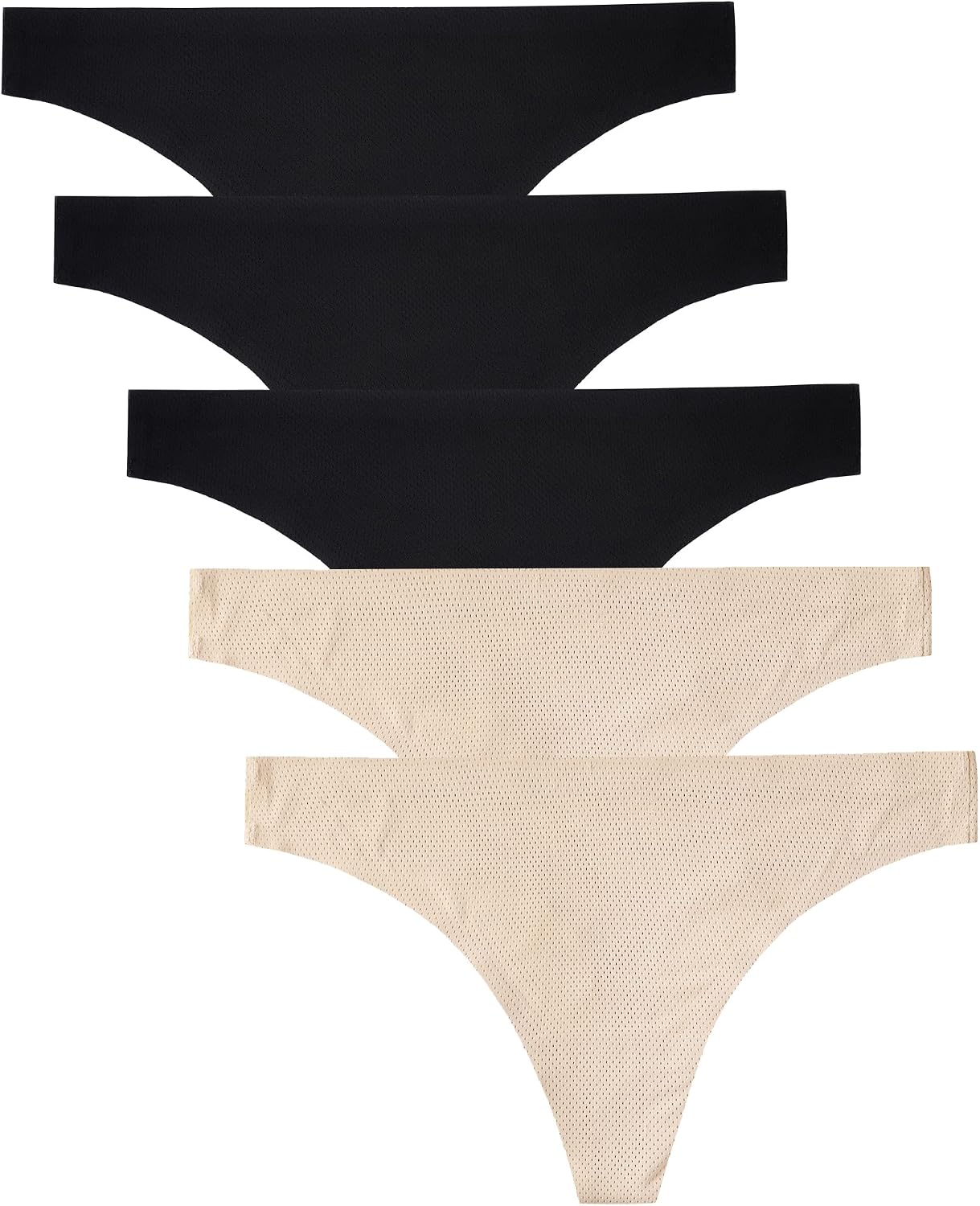 voenxe Seamless Women Underwear Thongs,No Show Ladies Workout Thong,5 Pack