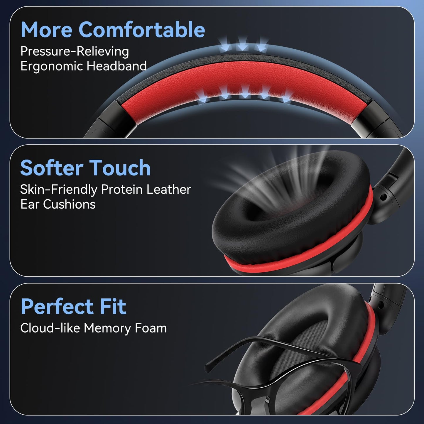 Wired Headphones with Mic, 3.5mm Headphones Volume Control for School Blue