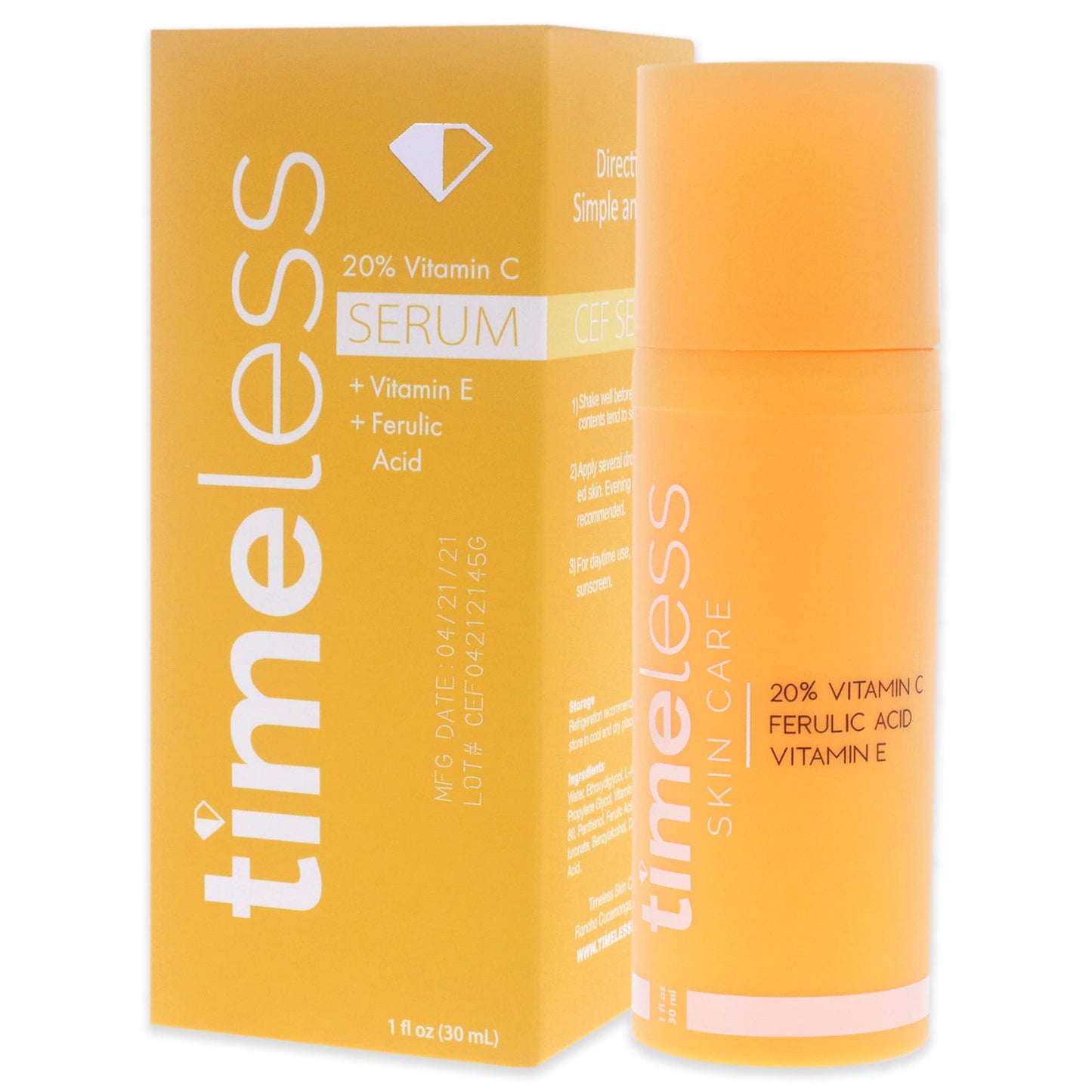 Timeless 20% Vitamin C + E Ferulic Acid Serum, Antioxidant, 4 fl oz