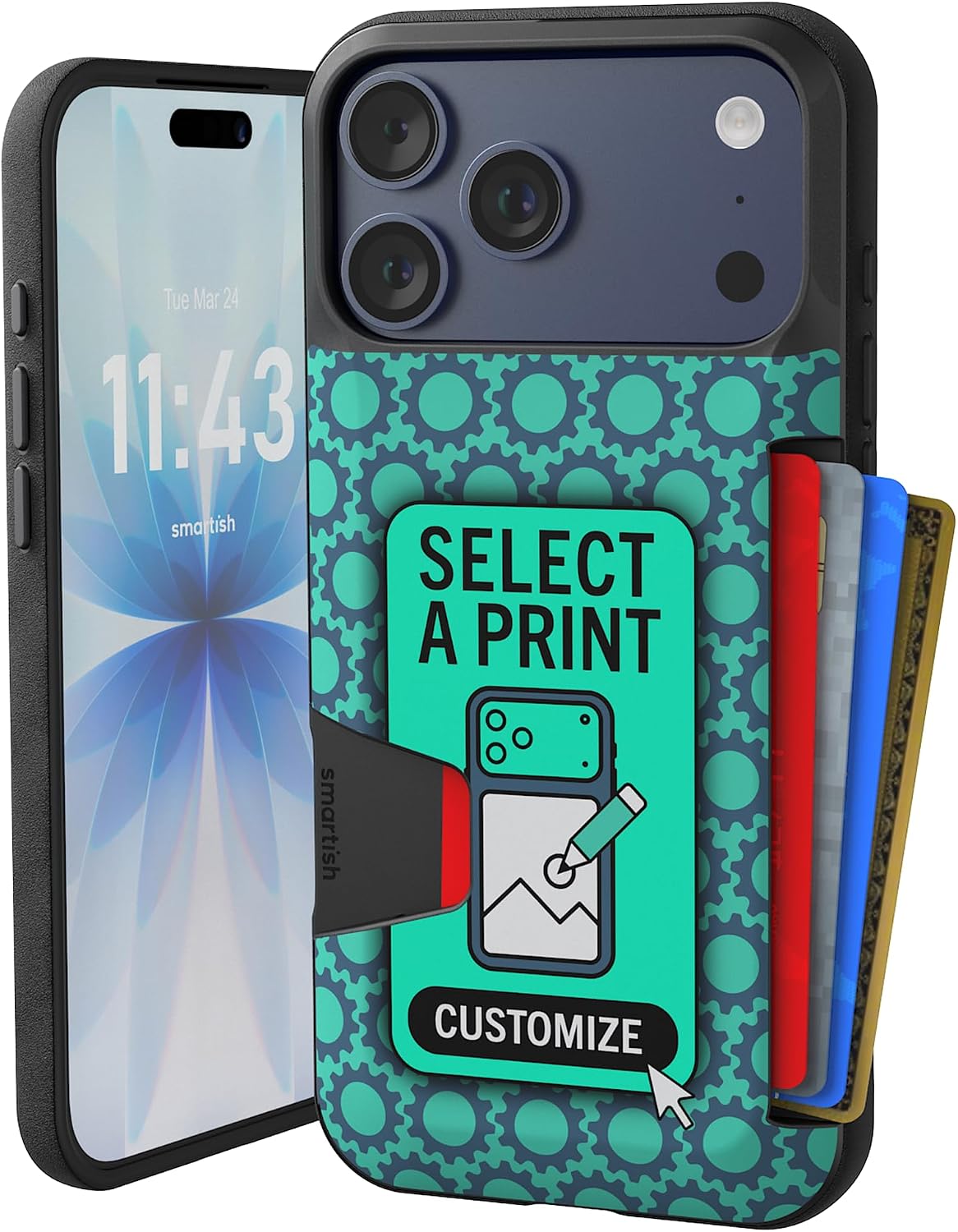Smartish® iPhone 13 Wallet Case - Wallet Slayer Vol. 1 [Slim + Protective] Credit Card Holder - Drop Tested Hidden Credit Card Slot Cover for Apple iPhone 13 - Black Tie Affair
