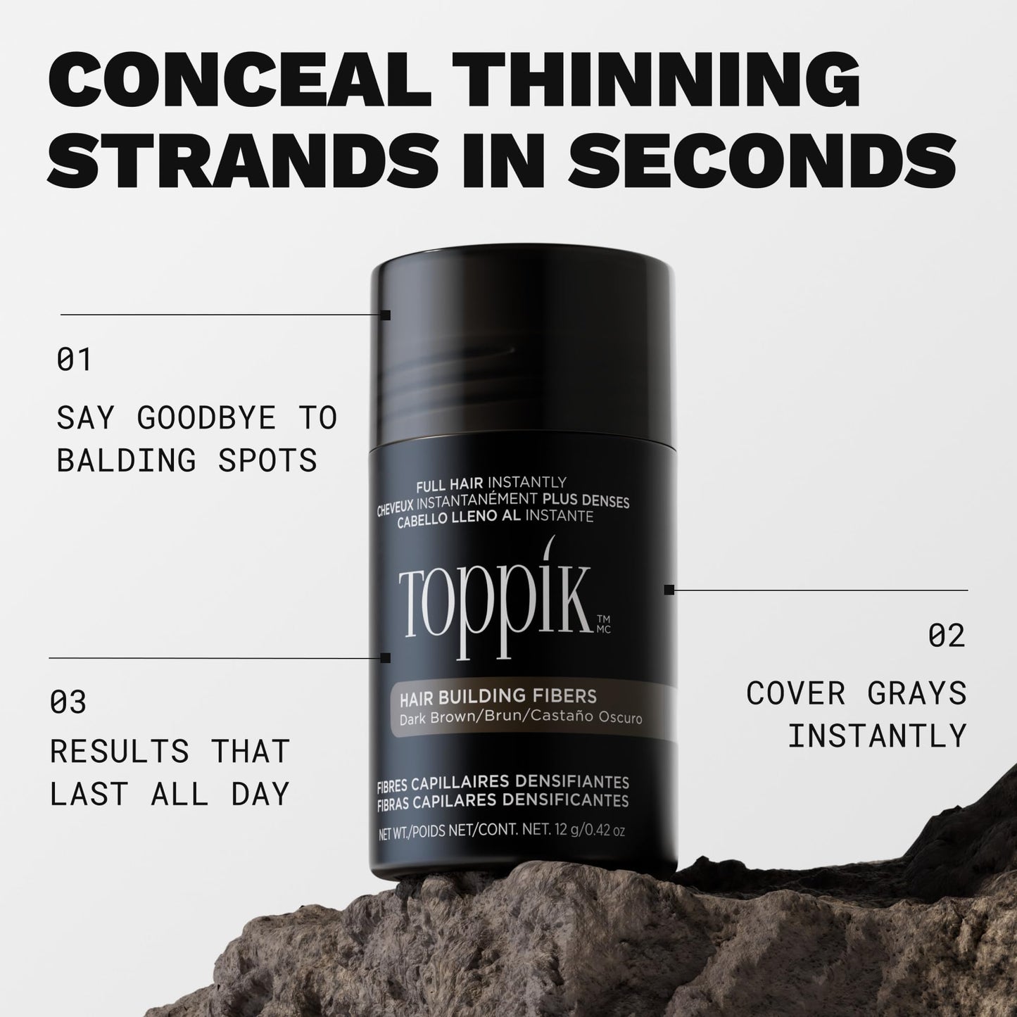 Toppik Hair Building Fibers, Fill In Fine or Thinning Hair Instantly Thicker, Fuller Looking Hair 9 Shades,4 size options