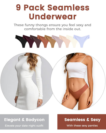 Take Talk Underwear Womens 9 Pack Seamless Thongs No Show Workout Panties