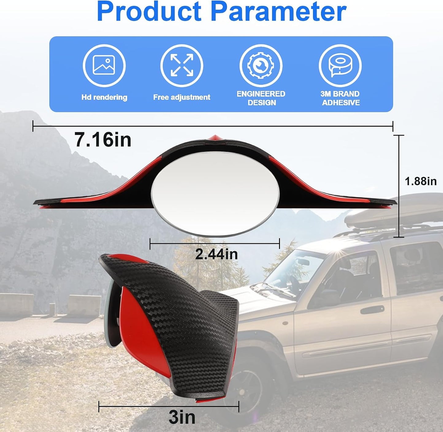 LivTee Blind Spot Car Mirror, HD Glass Frameless Convex Side Mirror Blindspot, Wide Angle Rear View Mirrors for SUVs, Trucks and RVs - Car Accessories