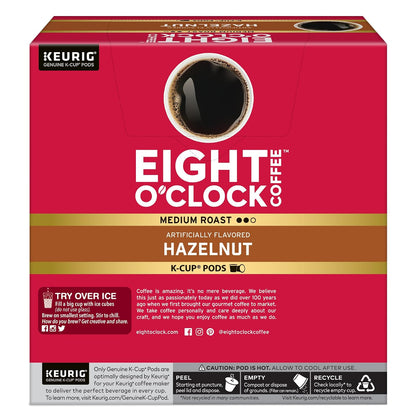 Eight O'Clock Coffee Hazelnut, Single-Serve Keurig K-Cup Pods, Flavored Medium Roast Coffee Pods, 96 Count