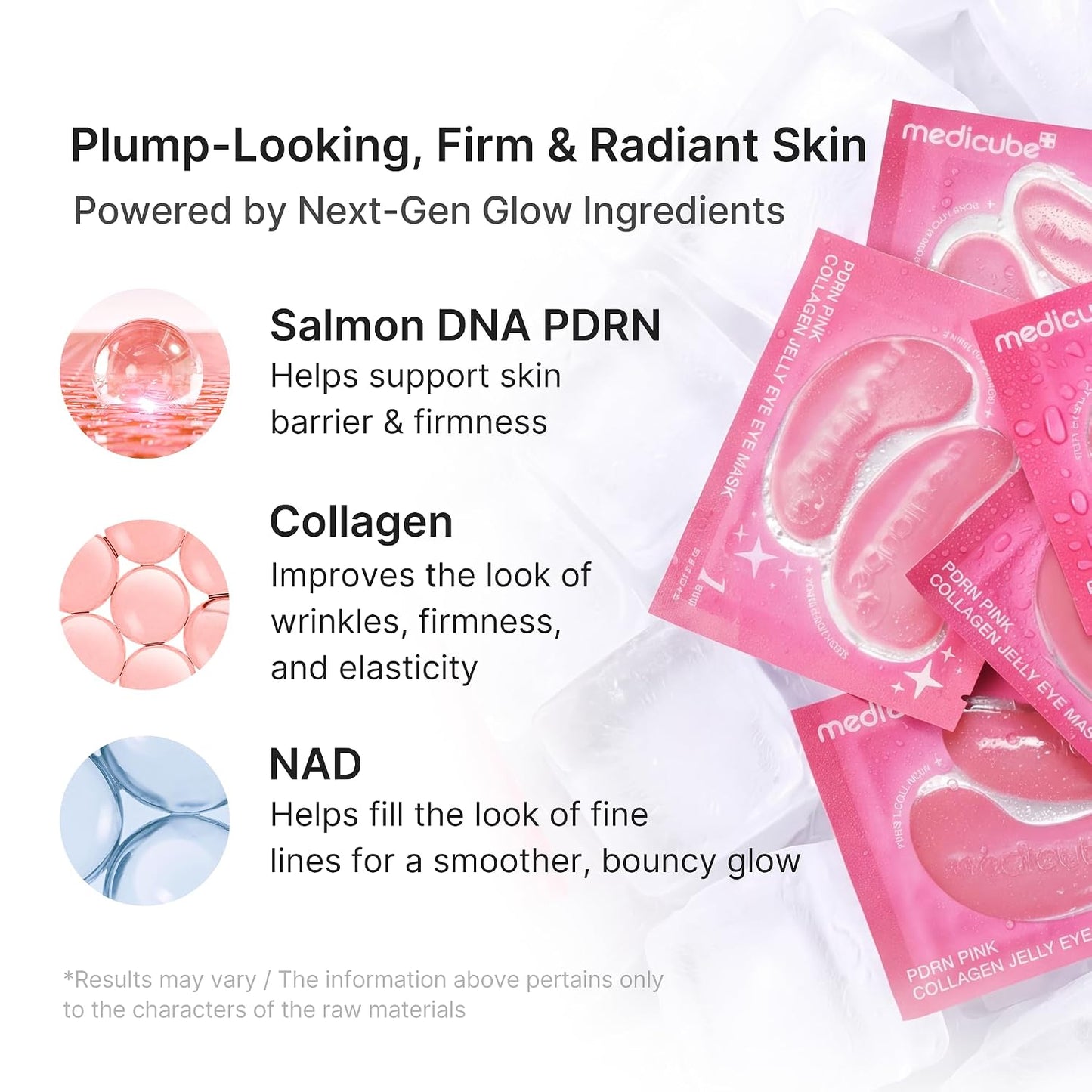 medicube Jelly Eye Mask PDRN Pink Collagen - Hydrogel Eye Patches, 50 Pairs