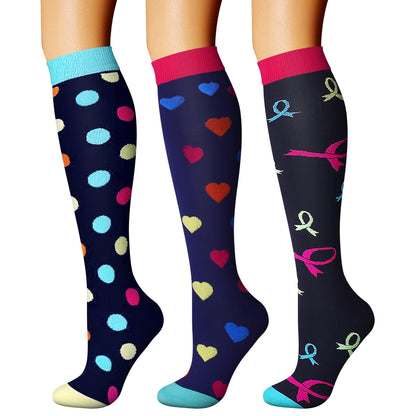 CHARMKING Compression Socks for Women & Men Circulation (3 Pairs) 15-20 mmHg is Best Support for Athletic Running Cycling